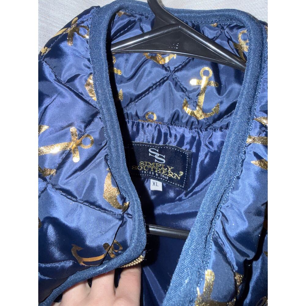 Simply Southern navy blue quilted puffer vest XL - NEW - Picture 2 of 4